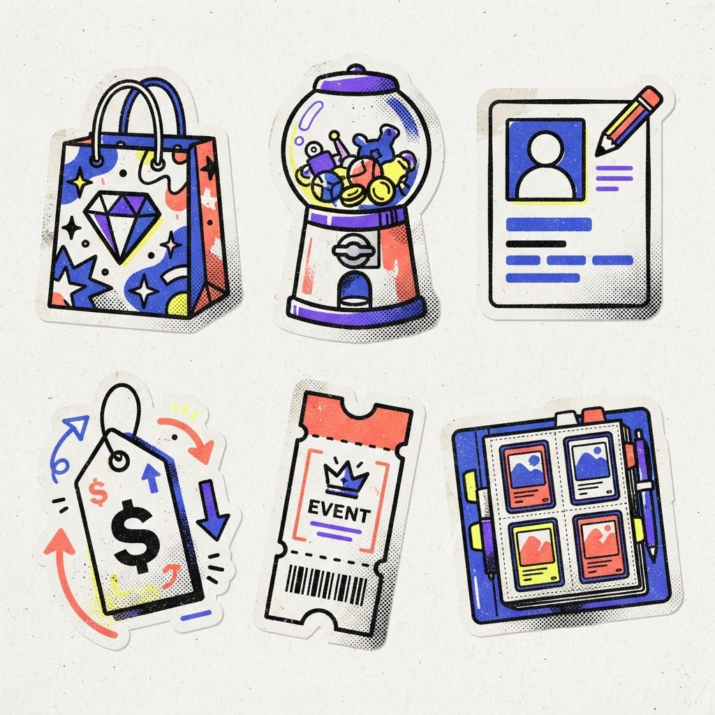 Illustrations originales des actions à découvrir dans EEEE Market